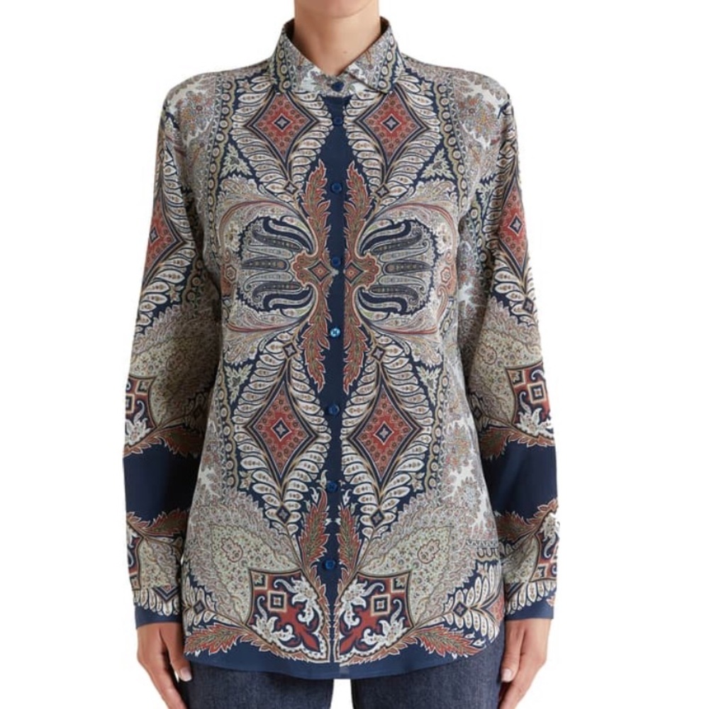 Etro paisley print silk blouse NWT
